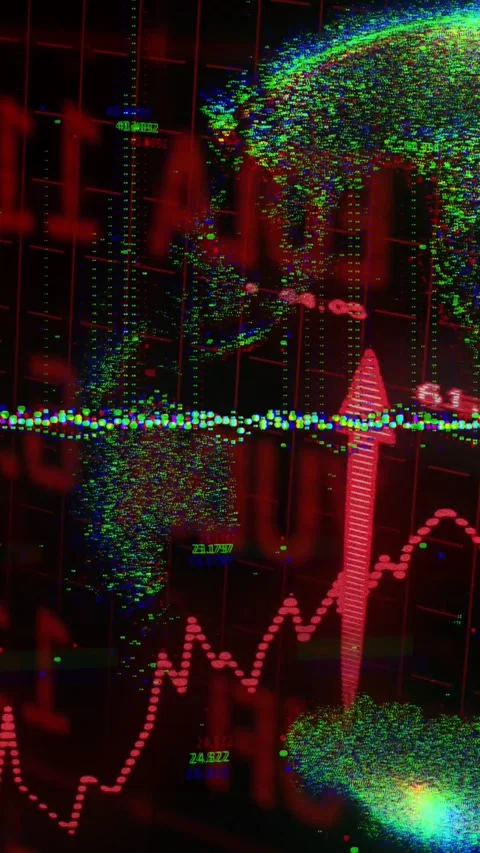 Vertical video: Data pulse arriving red dotted chart rising as cloud forming Stock Footage 329552649