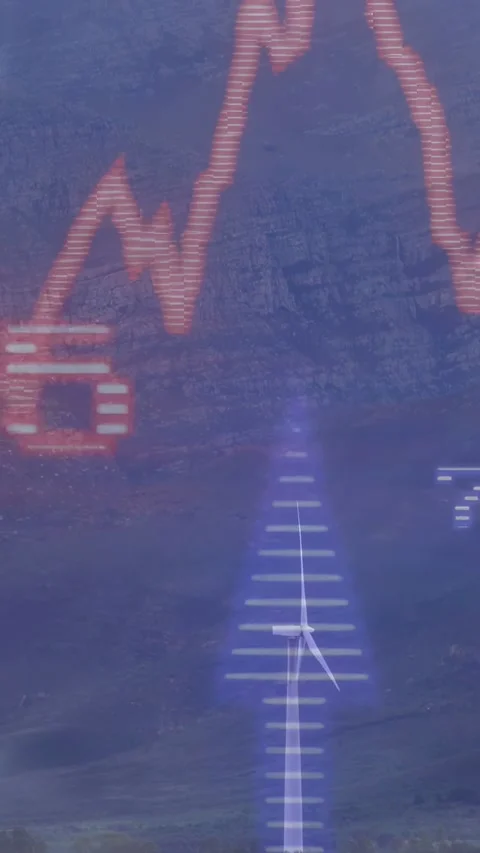 Vertical video: Data pulse causing HUD, orange wave pulsing while turbine Stock Footage 332734725