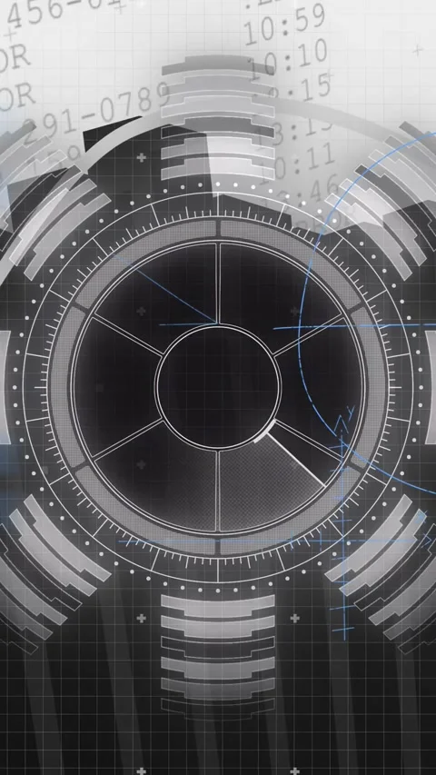 Vertical video: On data pulse central circular interface rotating wedge Stock Footage 332775087