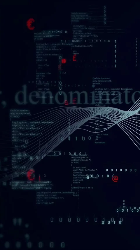 Vertical video: Data pulse sending white ribbon moving right, sorting bits and Stock Footage 334423443