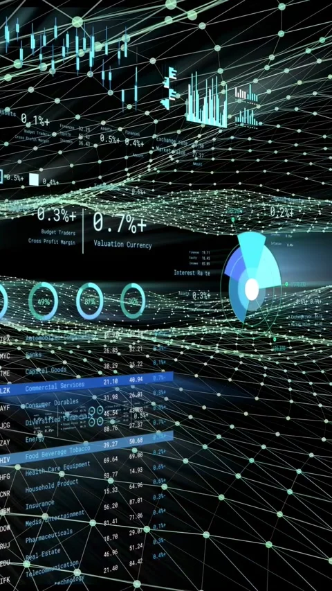 Vertical video: Data pulse starting HUD updating, mesh rippling, percentages Video stock 334770906