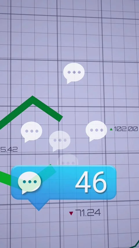 Vertical video: Data pulsing 3D callout updating count bubbles rising trend Stock Footage 332845664