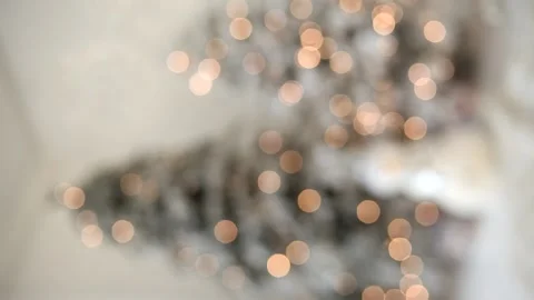 Vertical video defocused Christmas tree with lights and ornaments. Stock Footage 142670850