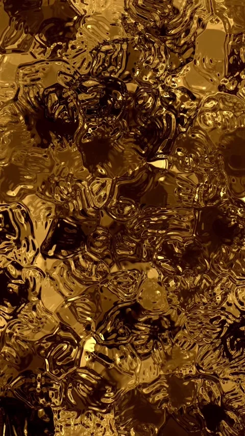 Vertical Video of Dense Liquid Gold Texture Flowing, Seamless Loop Stock Footage 344330690