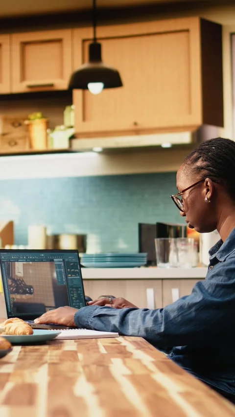 Vertical Video Designer engineer uses architectural software remodeling on Stock Footage 344529809