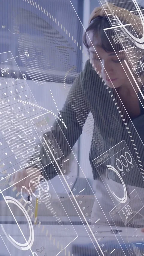 Vertical video: Designer placing compass, drawing arcs, marking pattern while Stock Footage 334541268