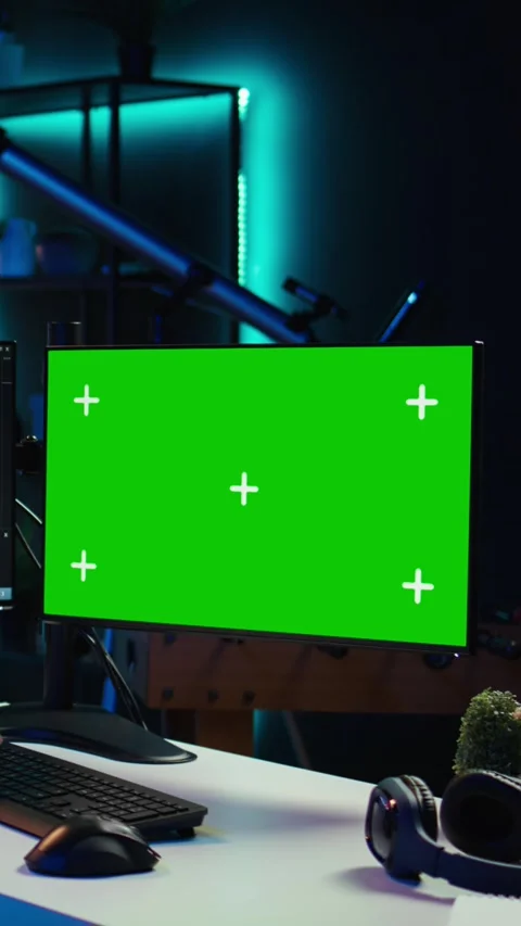 Vertical video Developer doing software debugging on green screen PC at home Stock Footage 283508011