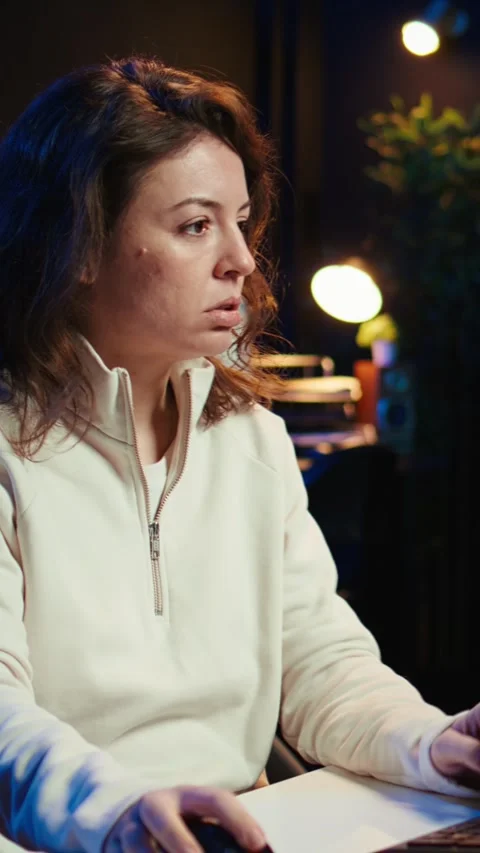 Vertical video Developer feeling worried and anxious about programming errors Stock Footage 283505945