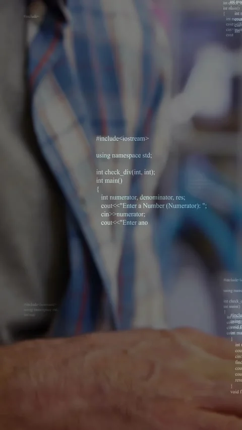 Vertical video: Developer typing on laptop, editing code, code overlay, camera Stock Footage 334600964