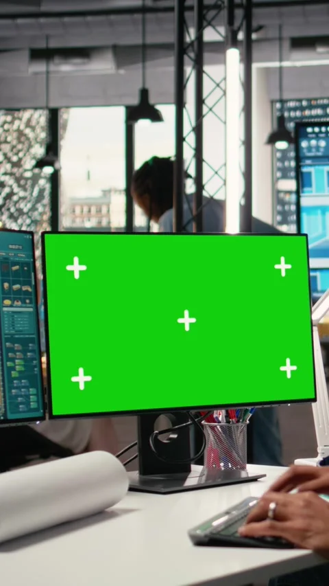 Vertical Video Developer uses software to review property layouts and copy space Stock Footage 316185310