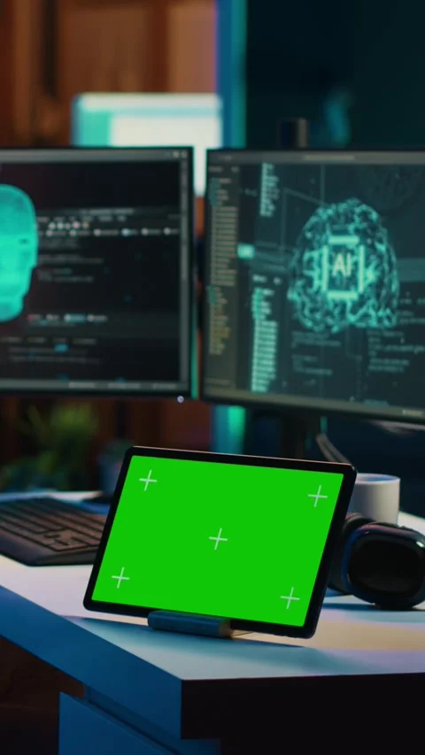 Vertical video Developer using green screen tablet updating artificial 動画素材 266749594