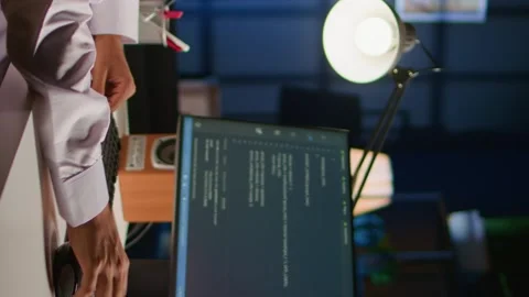 Vertical video Developer working on outsourced project Stock Footage 254402776