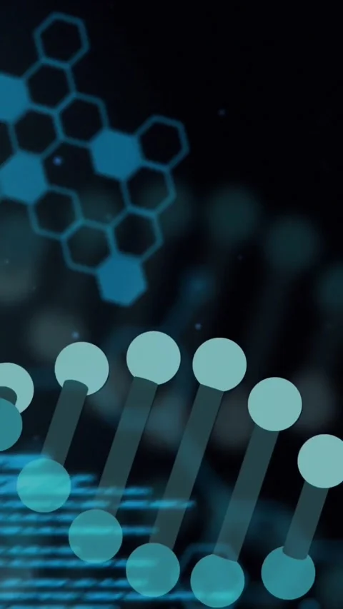 Vertical video: Diagonal node chain entering right moving left-up pulsing green Video stock 329612912