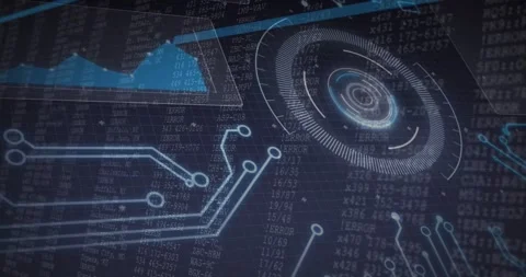Vertical video: Digital HUD activating via tech stream visualizing chart Stock Footage 331227399