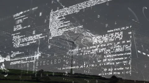 Vertical video: Digital map HUD appearing overhead, intensifying, mapping Stock Footage 332285896