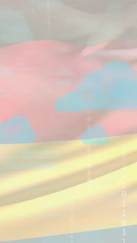 Vertical video: Digits appearing, pastel bands rippling and blue clouds Stock Footage 333555998