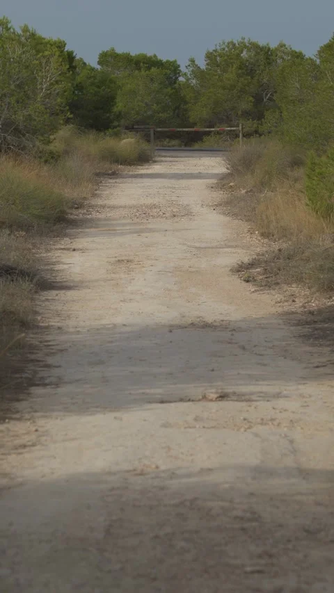 Vertical Video of Dirt Track with Barrier in Mediterranean Landscape Stock Footage 343351317