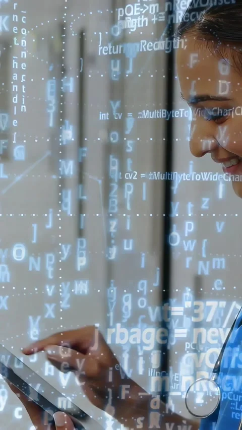 Vertical video: Doctor tapping tablet in clinic, swiping, reviewing while code Stock Footage 330542928