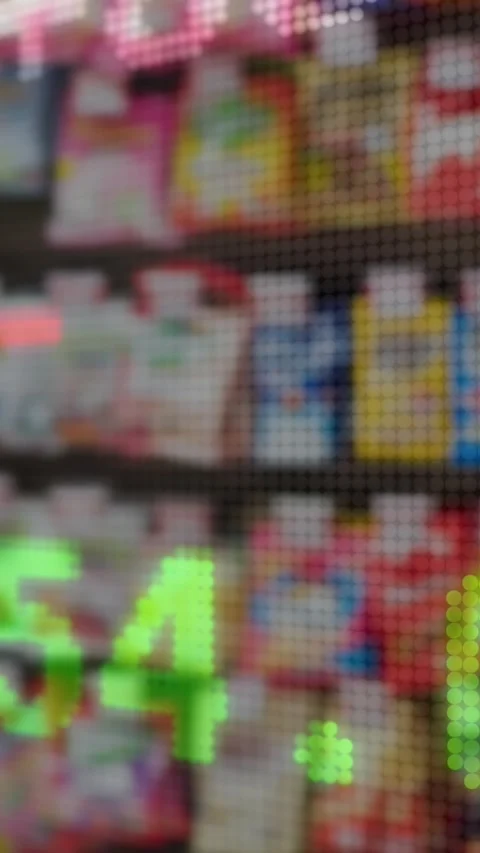 Vertical video: Dot-matrix LED display updating from data feed, pixel grid Stock Footage 331715231
