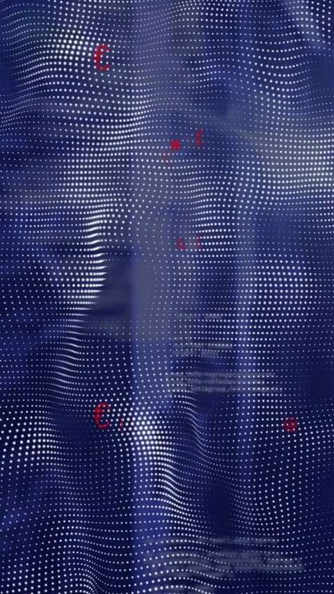 Vertical video: Dot mesh waving by pulse, showing mid panel, red dots blinking, Stock Footage 332595055