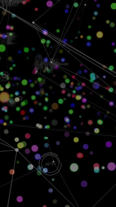 Vertical video: Dots appearing, node lines reforming, drifting and linking, Video stock 329961460