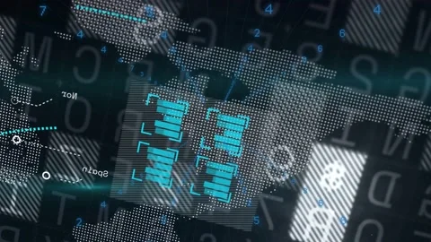 Vertical video: Dotted world map teal bars receiving data, tracing links, Stock Footage 332772101