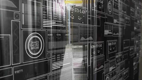 Vertical video: Drifting cam causing HUD on panel showing aisle with person in Stock Footage 331713176