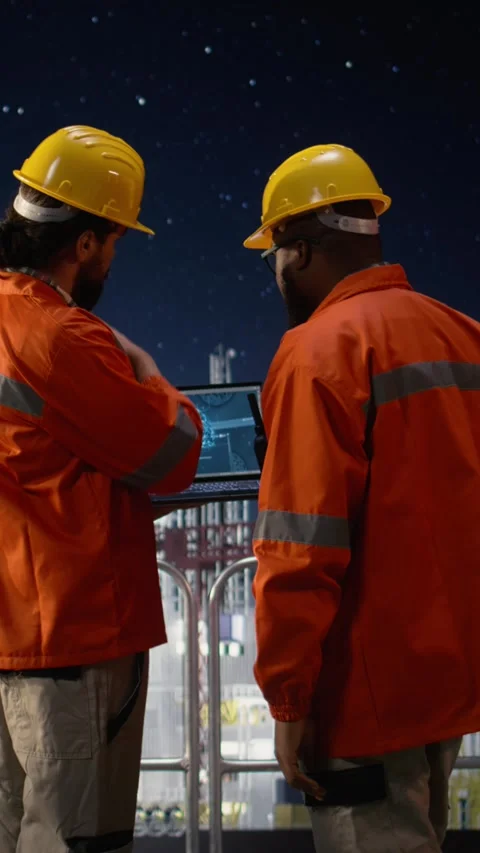 Vertical video Drilling rig team using AI to manage disruptions caused by Stock Footage 339887925