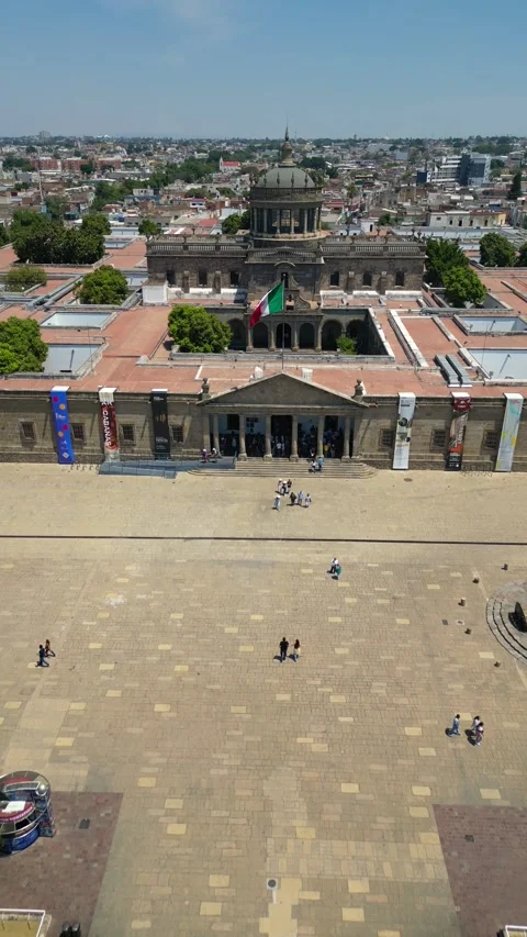 Vertical video of drone approaching the cabins cultural center in Guadalajara Stock Footage 316732843