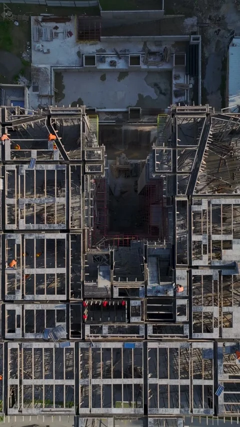 Vertical Video Drone View of Multi Floor Building Under Construction 스톡 동영상 342120883
