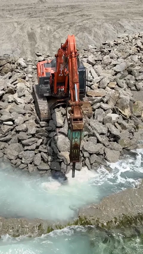 Vertical Video: Dynamic Coastline Evolution - Aerial Exploration of Machinery's Stock Footage 245255663