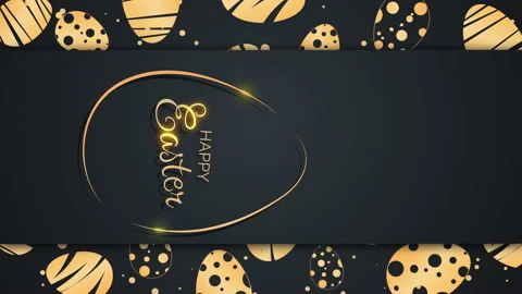 Vertical video. Easter golden eggs with patterns on black background. Stock Footage 236587415