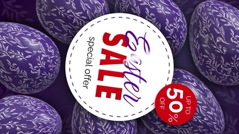 Vertical video. Easter sale banner with a discount of up to 50 percent. Stock Footage 234977607