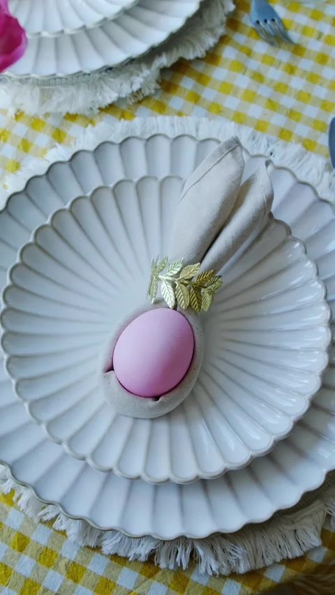 Vertical video. Easter table setting. Stock Footage 332701492