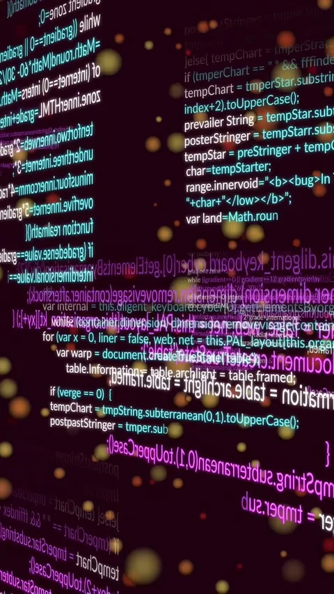 Vertical video: Edge code lines appearing, cyan magenta panels rotating, Vidéo 330897033