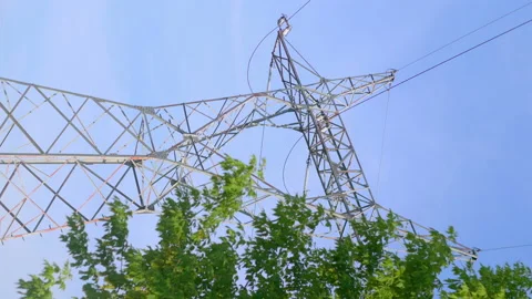 Vertical video of Electric Pole ecological energy in 4k Slow motion 60fps Video stock 133997573