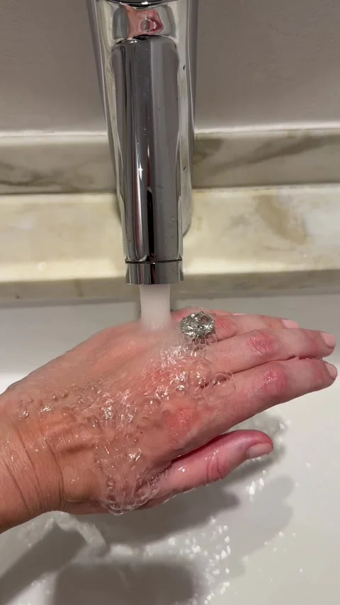 Vertical video of elegant hand with oval diamond engagement ring under water Stock Footage 317577463