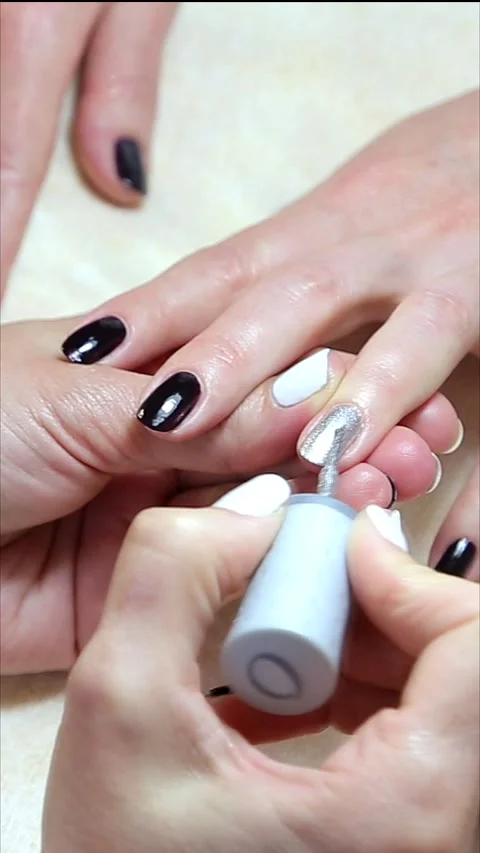 Vertical video. Elegant nail designs, Carefully created nail embellishments Stock Footage 321242345