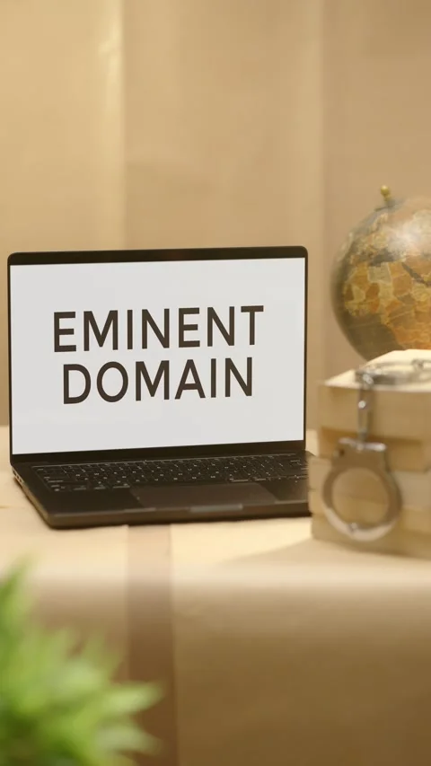 VERTICAL VIDEO OF EMINENT DOMAIN DISPLAYED IN LEGAL LAPTOP SCREEN Stock Footage 308098786