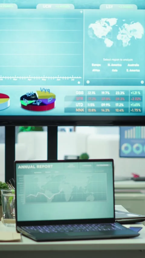 Vertical Video Empty corporation space with advanced technology enhances Stock Footage 319248470