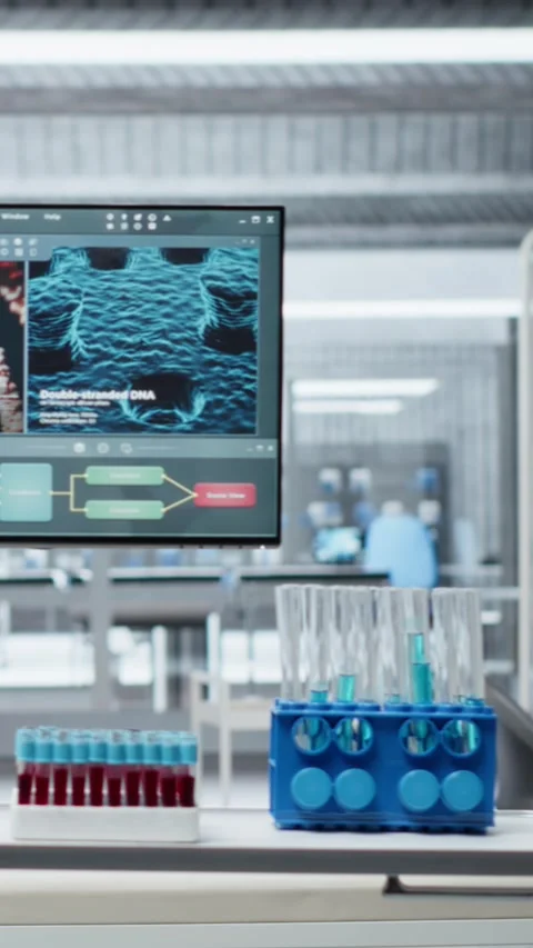 Vertical Video Empty lab filled with modern research equipment and computer 스톡 동영상 318991700