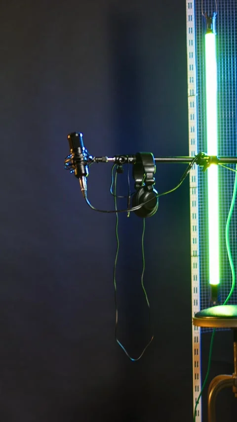 Vertical video Empty modern recording studio used for music industry and Stock Footage 309003835