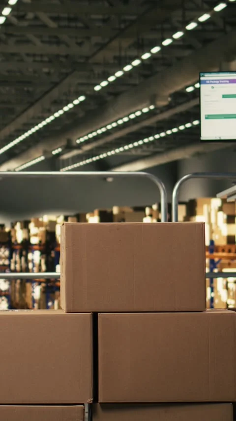 Vertical Video Empty warehouse with no people visible on the platform Stock Footage 330202845