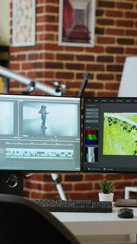 Vertical Video Empty workspace creative studio used for mixing music and editing Stock Footage 319471206