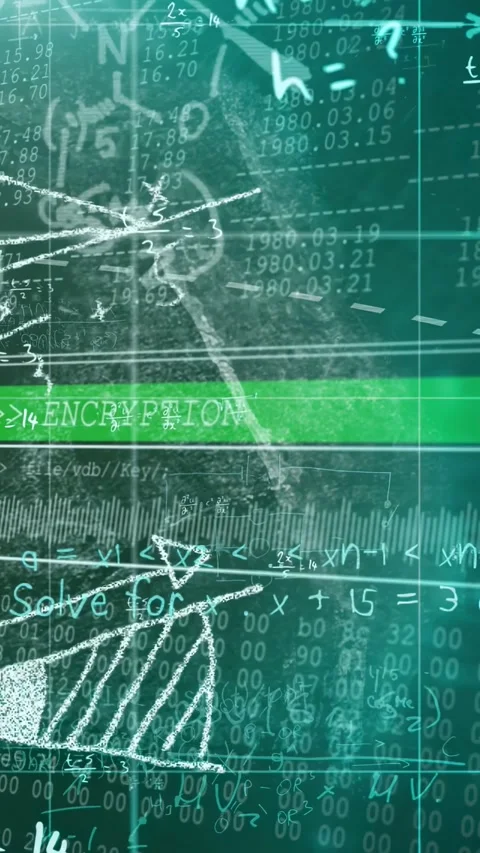 Vertical video: ENCRYPTION bar sweeping midline, revealing binary and chalk Stock Footage 332546928