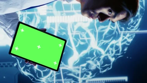 Vertical video Engineer uses chroma key tablet for AI Stock Footage 249843364