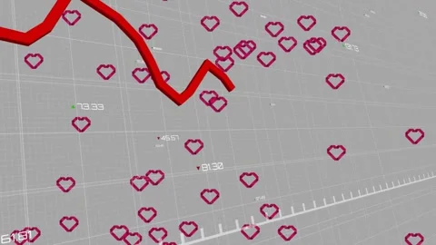 Vertical video: Entering red 3D trend line plotting data across gray grid, Stock Footage 331214509