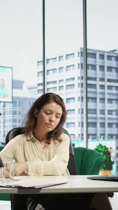 Vertical Video Enterprise director authorizing all work contracts and documents Video stock 283308824