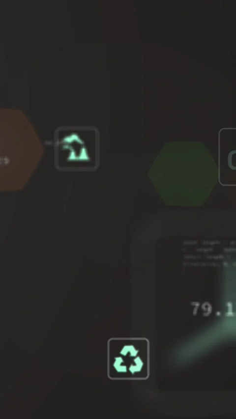 Vertical video: On entry, turbine cluster appearing, pulsing and updating Stock Footage 329552810
