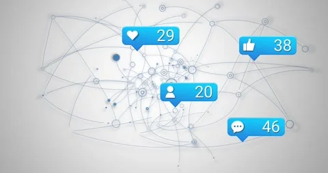 Vertical video: Expanding after alert arriving, hub network growing on gray Stock Footage 331180683